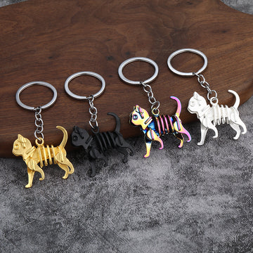 Metal Skeleton Animal Keychains in 14 Dinosaur, Stegosaurus, Cat and Unicorn Styles