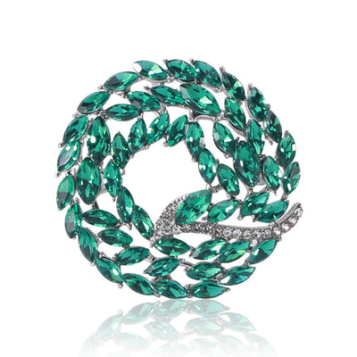Crystal Braided Circle Brooch front view