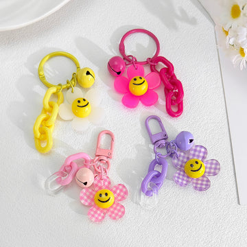Acrylic Flower Bell Keychain With Metal Chain And Ring
