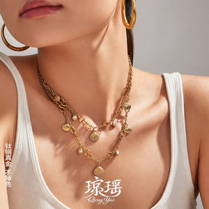Scallop Shell Charm Necklace and Bracelet in Two Metal Tones
