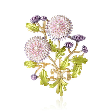 Textured Chrysanthemum Bouquet Brooch in Two Colorways