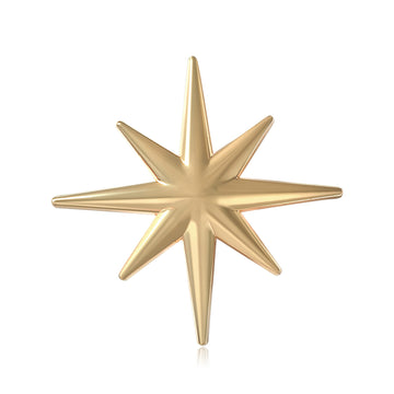 Eight Point Star Brooch In Smooth Gold And Silver Tones