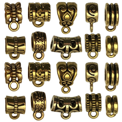Matte gold-tone spacer bead beads arranged on a light background