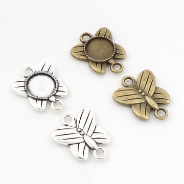 Butterfly Double Loop Round Bezel Connector Metal Trays