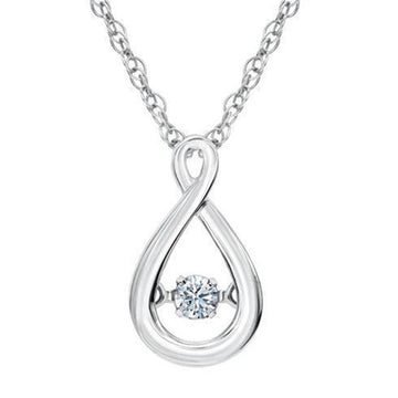 Silver Tone Infinity Teardrop Dancing Stone Necklace