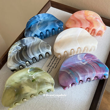 Oval Marbled Acrylic Hair Claw Clips Four Color Options