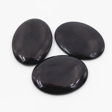 Black Oval Resin Cabochons with Smooth Domed Finish