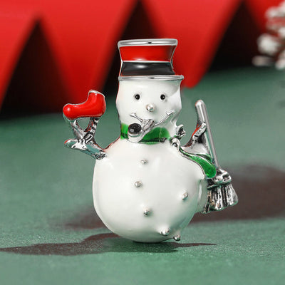 Snowman Brooch front view on a plain background