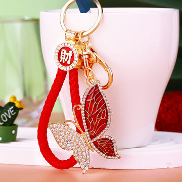 Filigree Crystal Butterfly Keychains in Five Colors with Fortune Loops