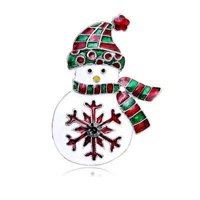 Front product view of the christmas snowman brooch pin in red and silver