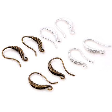 Twisted Curve Earring Hooks in Silver and Bronze Tones