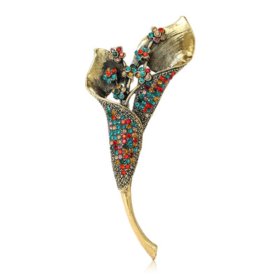 Curved Calla Lily brooch shown in front product view