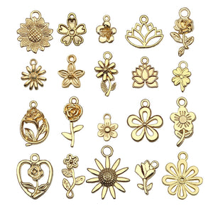 Alloy Gold-Tone Sunflower Metal Charms with 25 Listed Options