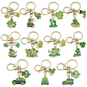 Eight Green Clover Hat and Beer Metal Keychain Designs