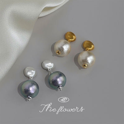 Black and champagne cotton pearl drop studs group display