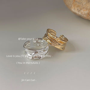 Sculpted Irregular Wide Open Rings In Gold And Silver Tone