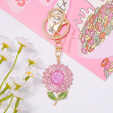 Rhinestone Sunflower Keychain Metal Flower Bag Charm