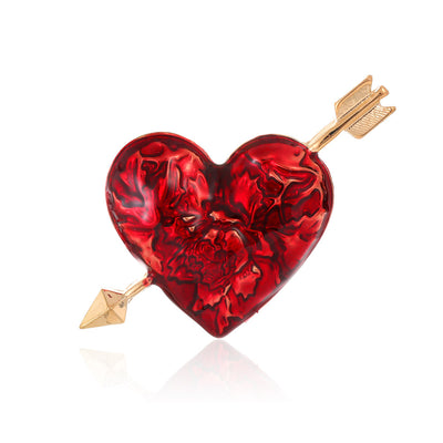 Front product view of the flower brooch pin in red and gold