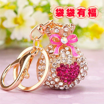Mixed Jeweled Fruit Animal Deity and Fortune Motif Keychains