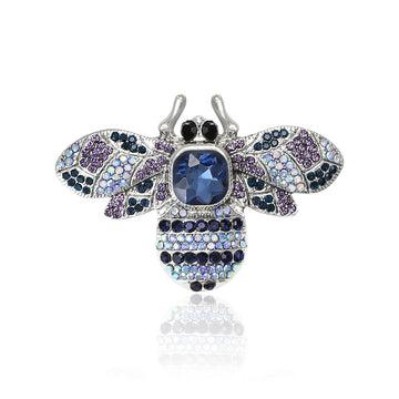 Rhinestone Crystal Bee Brooch Pink Brown Green Blue