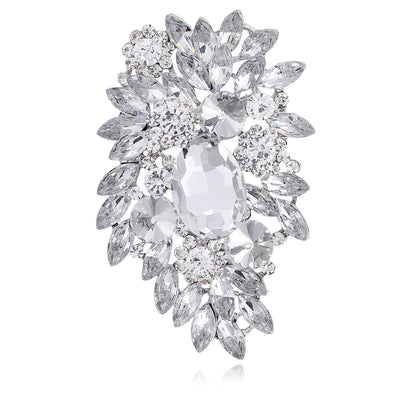 Front product view of an elegant crystal brooch