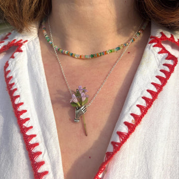 Hand Shaped Floral Jewelry in Six Necklace Pin and Stud Styles