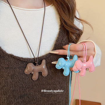 Brown Balloon Dog Pendant Necklace On Cord Jewelry Design
