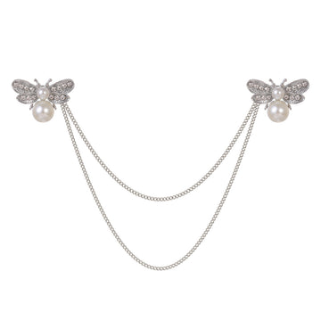 Silver Tone Bee Crystal Pearl Look Three Designs Metal Brooch Pin