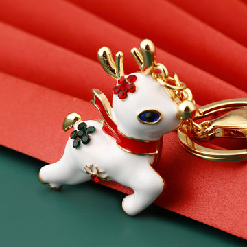 Jeweled Christmas Reindeer Snowman Hat and Stocking Keychains