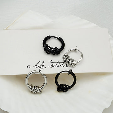 Single Metal Hoop Earrings Coiled Multi Ring Charm