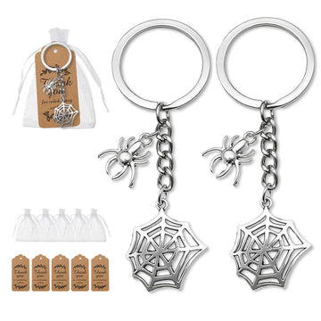 Silver Spider Web Metal Keychain Split Ring Chain Charm