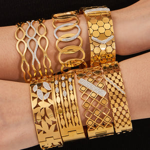 Geometric Openwork Hinged Bracelets in Ten Polished Styles