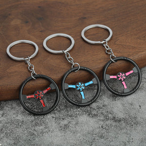 Three-Spoke Steering Wheel Keychain in Five Colors