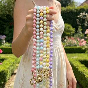 Faceted 8mm Round Bead Necklace With Gold Tone Ring Clasp