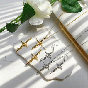 Rose Cross Pendant Necklace and Earring Jewelry Six Options