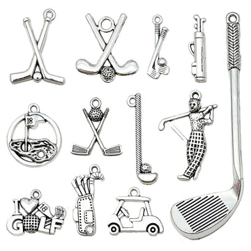 Vintage Antique Silver Sports Equipment Metal Charms with 81 Listed Options