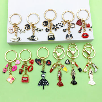 Fashion Accessory Charm Keychains Featuring White High Heel Across 43 Pictured Variations
