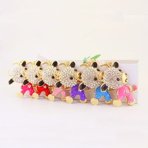 Cartoon Cow Keychain, Zinc Alloy, Clear Stones, 43 g, 6.4x12.2 cm