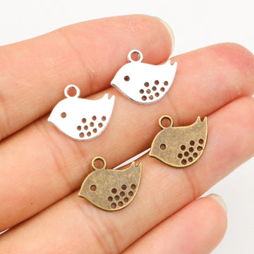 Perforated Bird Silhouette Charms in Two Antique Finishes