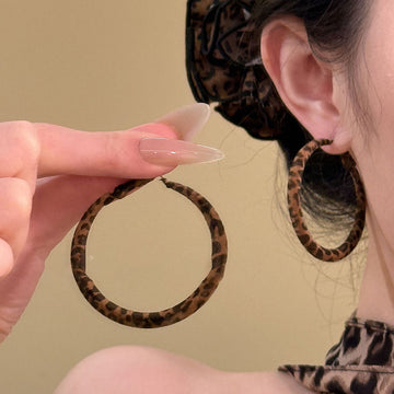 Leopard Print Hoop Earrings in Heart and Round Shapes