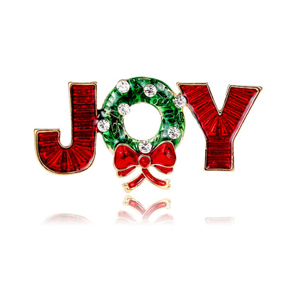 Front product view of the ribbon bow brooch pin in red and green