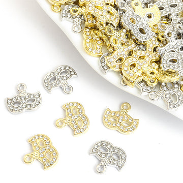 Crystal-Accented Gold Silver Decorative Alloy Jewelry Charms in 2 Styles