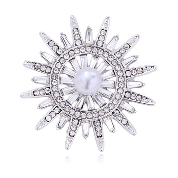 Eight Point Star Openwork Two Designs Metal Brooch Pin