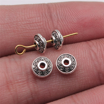 Round Patterned Large Hole Spacer Beads in Four Metal Tones