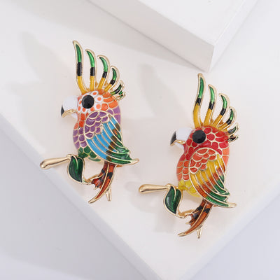 enamel cockatoo bird brooch group view