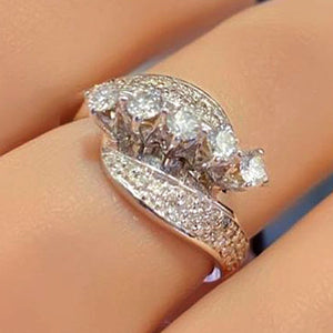 Silver Tone Marquise Crystal Bypass Statement Ring