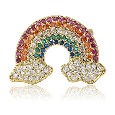 Small Rainbow Crystal Brooch with Cloud Ends displayed from the front
