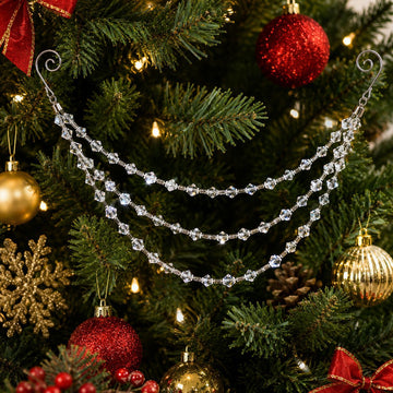 Clear Faceted Crystal Bead Christmas Tree Hanging Ornament