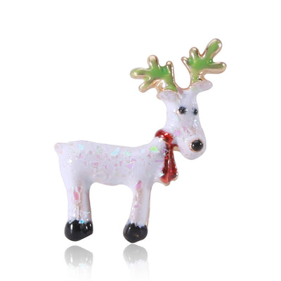 Front view of the white enamel deer brooch
