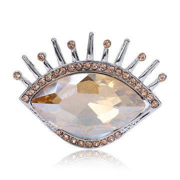 Crystal Eye Brooch Champagne and Blue Rhinestone Styles